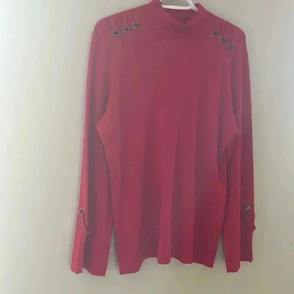[L]Hilary Radley  for Katherine Barclay Red ViscoseCotton BlendWMN Tunic Sweater - Picture 5 of 10
